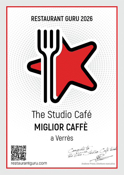 Badge Restaurant Guru — Miglior Caffè 2026 — The Studio Café, Verrès